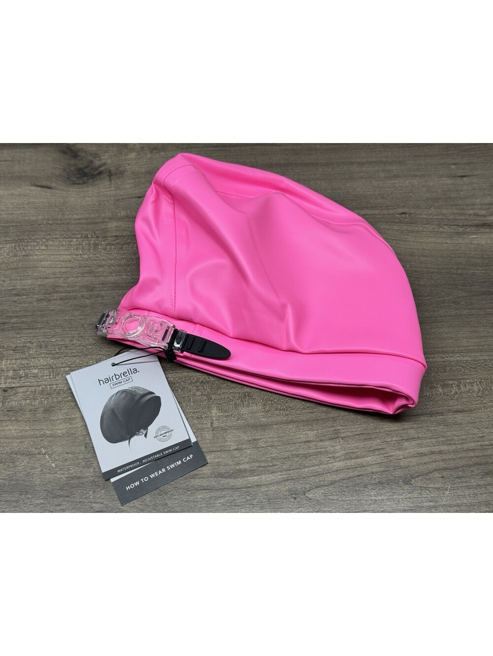 New With Tags Hairbrella Satin Lined Waterproof & Adjustable Swim Cap, Pink NWT